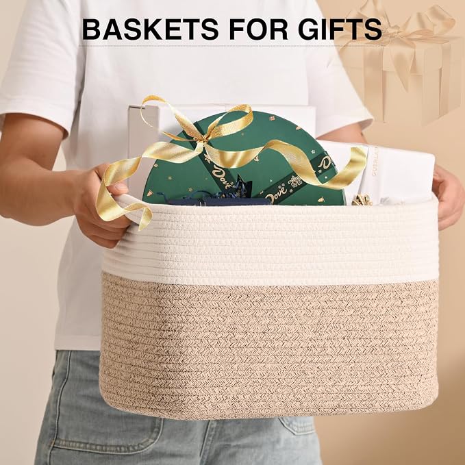 Woven Cotton Rope Storage Basket - Image 3