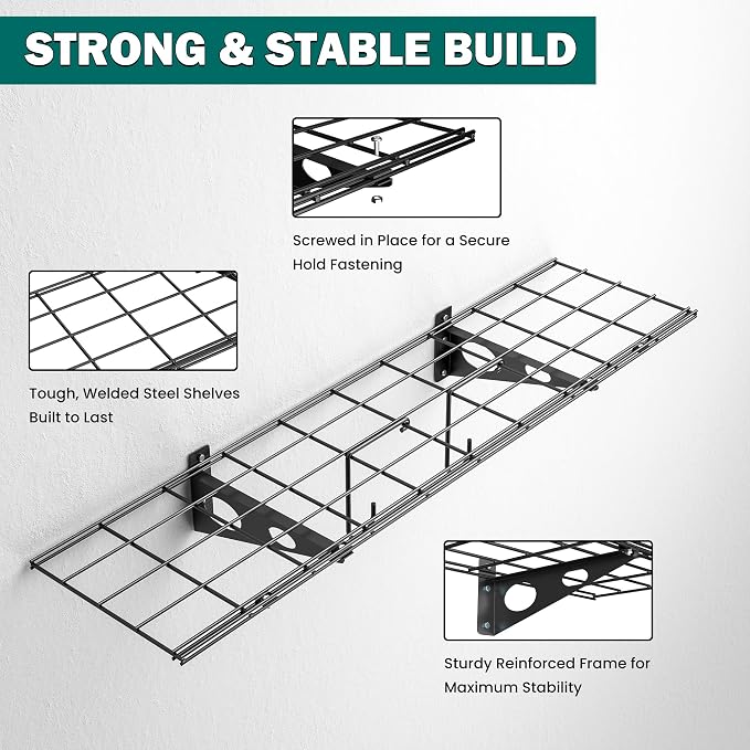 EVERHANGER Garage Wall Shelves, 12 X 48 Inch Wall Mounted Storage Shelves - Image 5