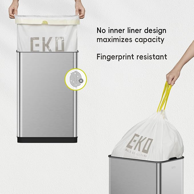 EKO Phantom-T 50 Liter / 13.2 Gallon Vertical Motion Sensor Trash Can, Brushed - Image 6