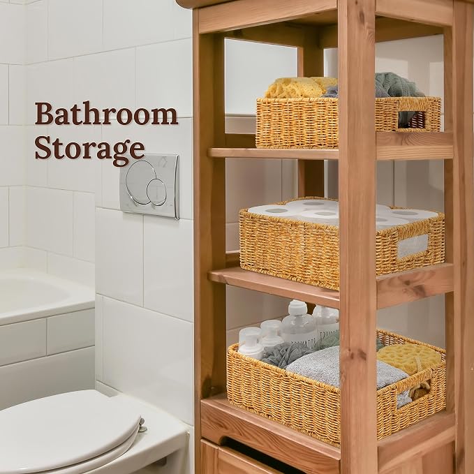 Baskets for Organizing, Undershelf Wicker Storage, Hand Woven Organizer for - Image 5