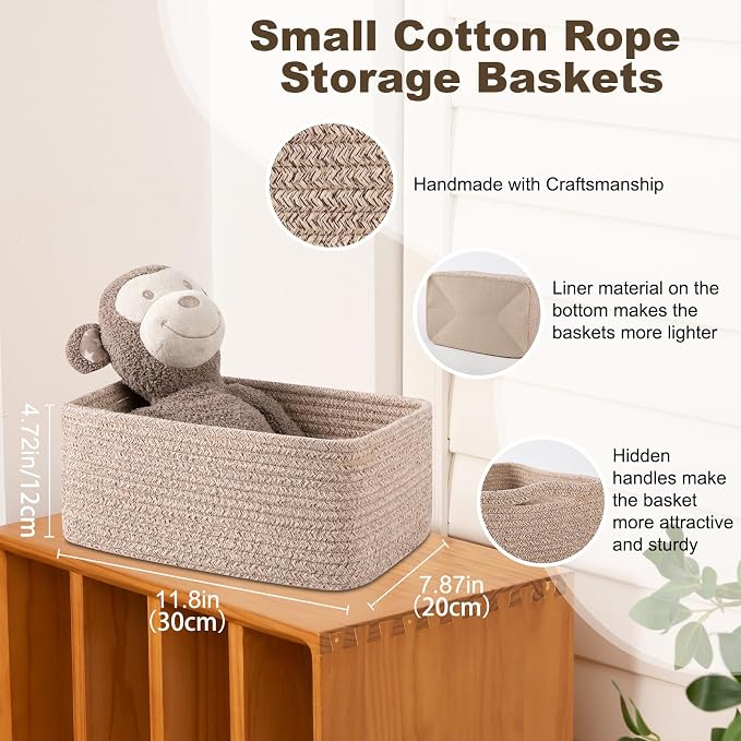 3 Pack Small Storage Baskets for Organizing, Cute Woven Decorative Gift Baskets - Image 2