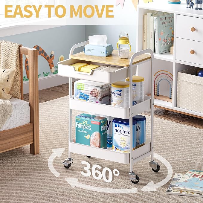 TOOLF 3-Tier Metal Utility Rolling Cart - Image 2