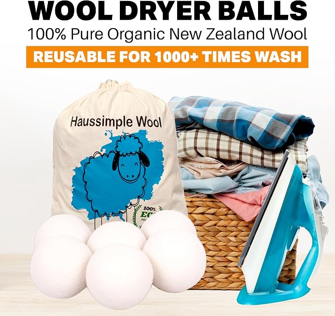 Wool Dryer Balls Organic Felt 6 Pack Laundry Fabric Softener, Extra Large - Image 4