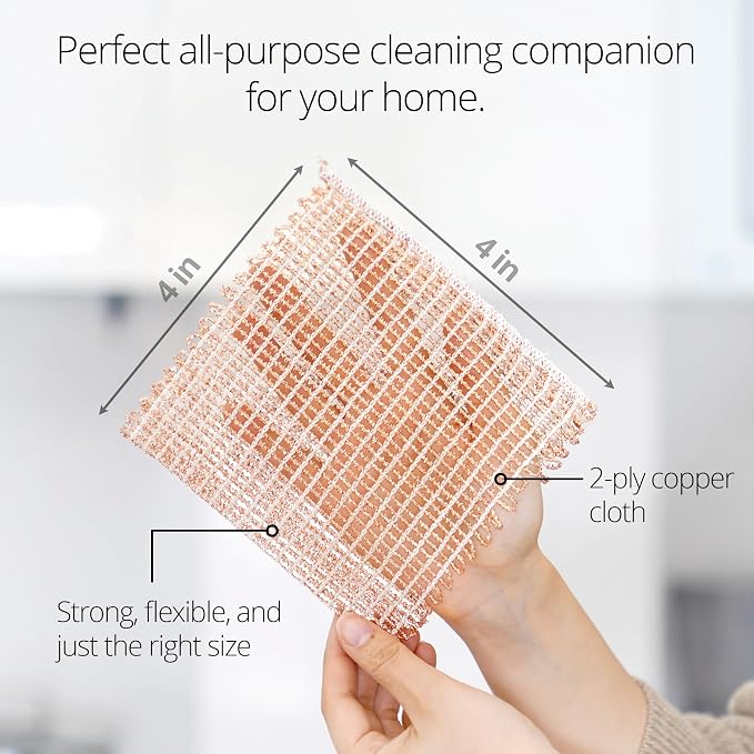 Naroa Copper Scrubbing Pads 3 Pack | 2-Ply Non-Abrasive Metal Mesh Scrubber | - Image 4