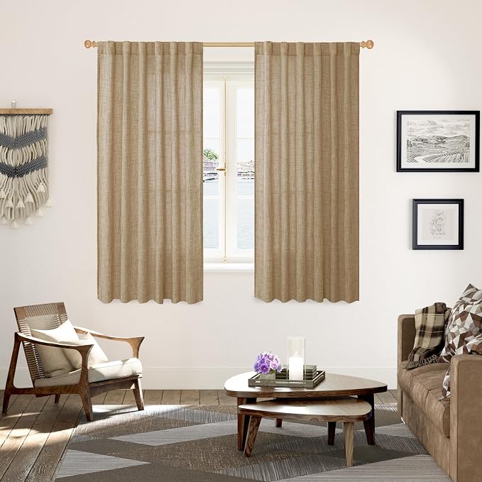 YoungsTex Burlap Linen Curtains 63 Inch Length - Image 2