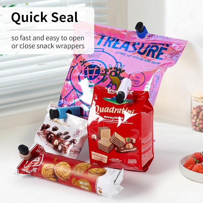 10 Pack Squeeze and Lock Bread Bag Clips, Sturdy Plastic, 5 Colors - Image 6