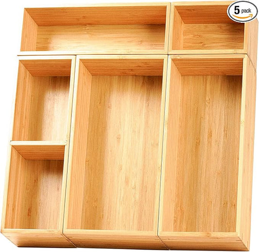 Umilife Drawer Organizer Storage Boxes, 2.5" High Bamboo Drawer Dividers by Umilife