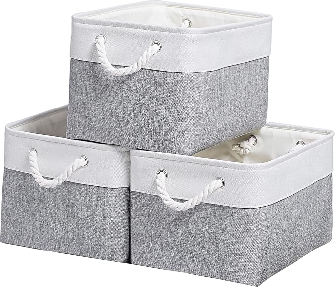 15x11x9.5 Inch Storage Baskets for Shelves, 3 Pack Storage Bins，Foldable by ISEMINGLA
