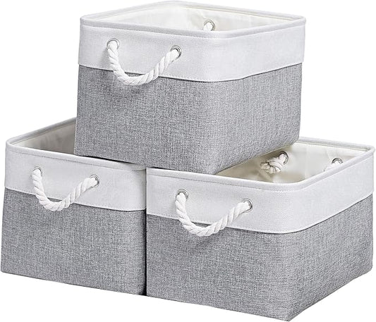 15x11x9.5 Inch Storage Baskets for Shelves, 3 Pack Storage Bins，Foldable by ISEMINGLA