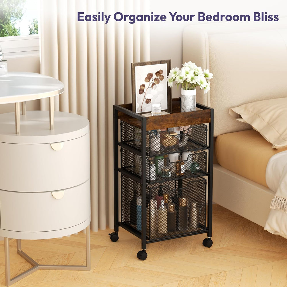 SWTYMIKI Rolling File Cart with Drawers - 4 Tier Under Desk Storage Craft Rol...