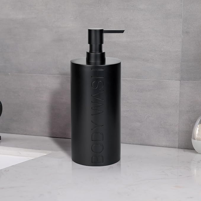 Matte Black Body Wash Dispenser Luxurious Refillable Pump Bottle - Image 6