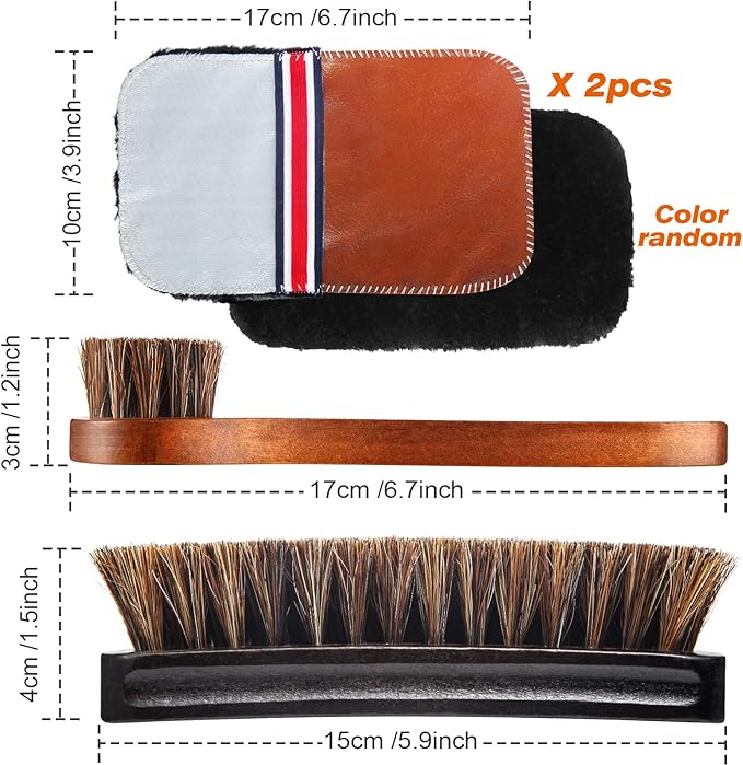 4 Pcs Horsehair Shine Shoes Brush Kit Polish Dauber Applicators Cleaning - Image 2