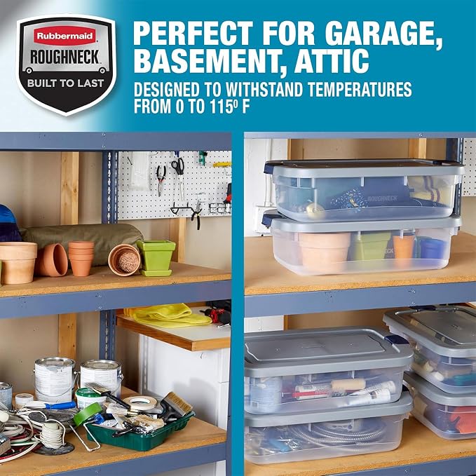 Rubbermaid Roughneck Clear 31 Qt/ 7.75 Gal Storage Containers, Visible Base - Image 4