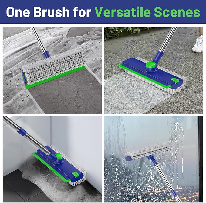 Floor Scrub Brush with Long Handle: 3 in 1 Heavy-Duty Floor Scrubber Brush with - Image 4
