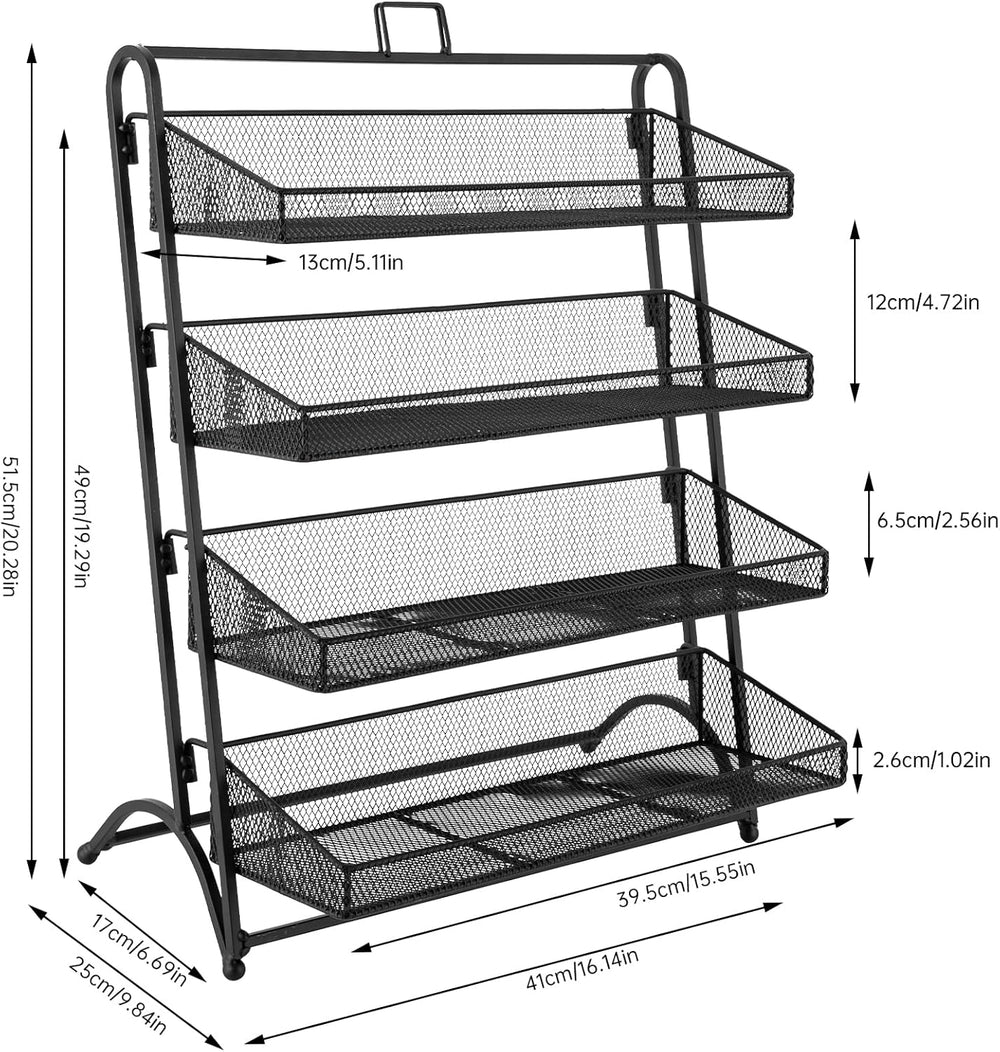 4 Tiers Retail Candy Display Rack, Counter Groceries Display Shelf Snack Stan...