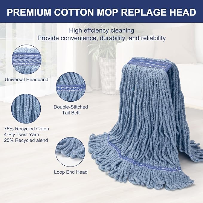 KeFanta 3 Pack Heavy Duty Commercial Mop Head Replacement, Wet Industrial - Image 6