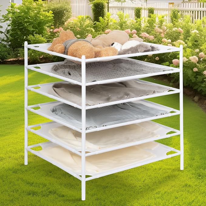 STORAGE MANIAC Sweater Drying Rack, Mesh Clothes Drying Rack, Stackable Laundry