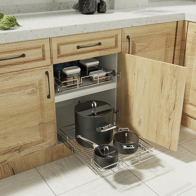 ROOMTEC Pull Out Cabinet Organizer, Cabinet Pull Out Shelves 11" W x 18" D - Image 8