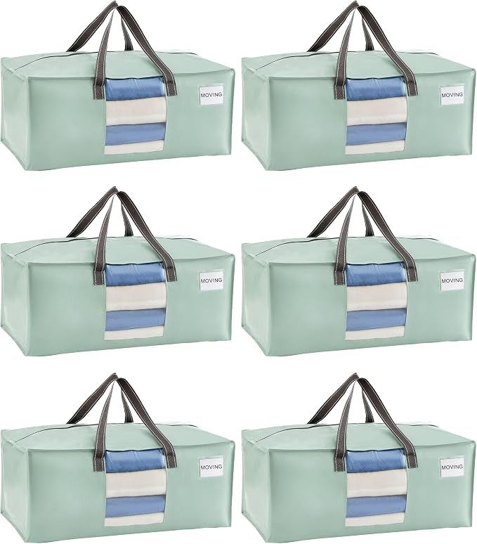 VENO 6 Pack Moving Bags for College, Heavy-Duty Storage Totes, Moving Boxes and by Veno