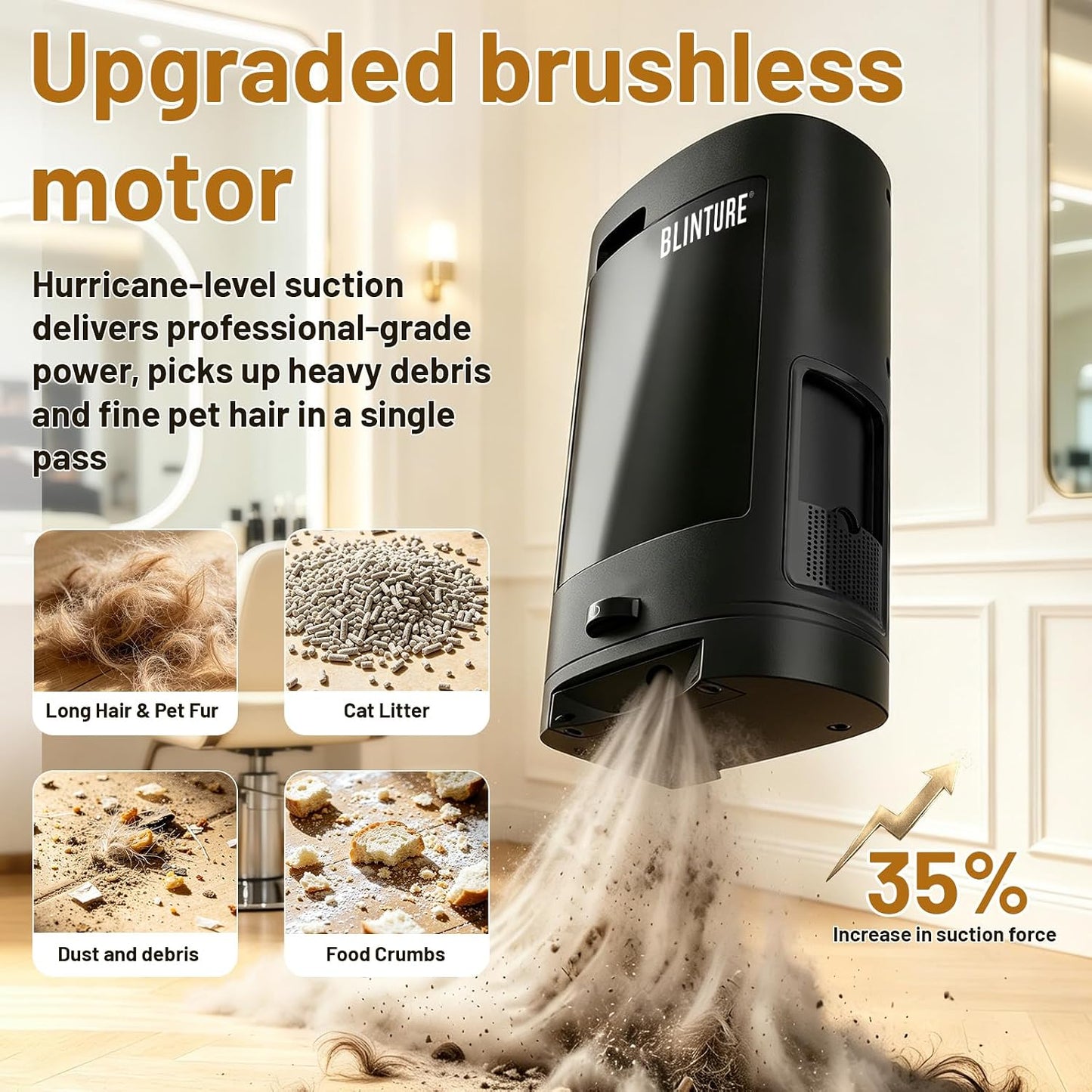 Upgraded Pro Touchless Auto Vacuum Dustpan with Dual Infrared Sensors, HEPA Protective Sleeves , Powerful Suction, Canister Vacuum Cleaner Trash Can, Ideal for Pet Hair, Salon, Kitchen & Home Cleaning