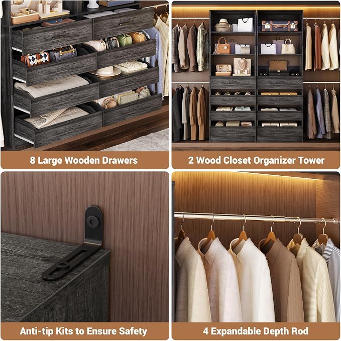Aheaplus Closet System, 6-15Ft Closet Organizer - Image 3