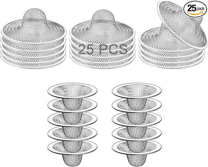 25PCS Bathroom Mesh Sink Drain Strainer, 2.75" & 2.125'' Stainless Steel Slop by Beyoslf