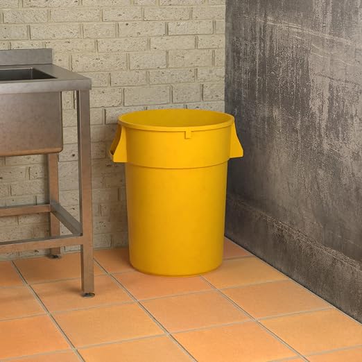 44 Gallon Yellow Round Commercial Trash Can - Image 4