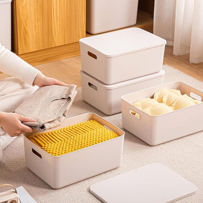 Plastic Storage Bins with lids, Storage Baskets, Container with handle - Image 5