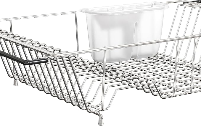 SIMPLE HOUSEWARE Large Over Sink Counter Top Stainless Steel Dish Drainer - Image 7