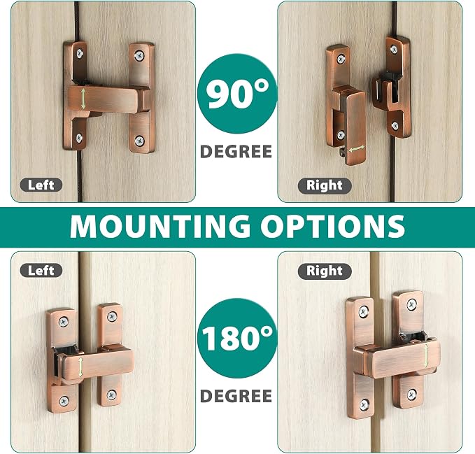 90/180 Degree Flip Latch Gate Latch, Heavy Duty Black Safety Door Lock Enhanced - Image 3