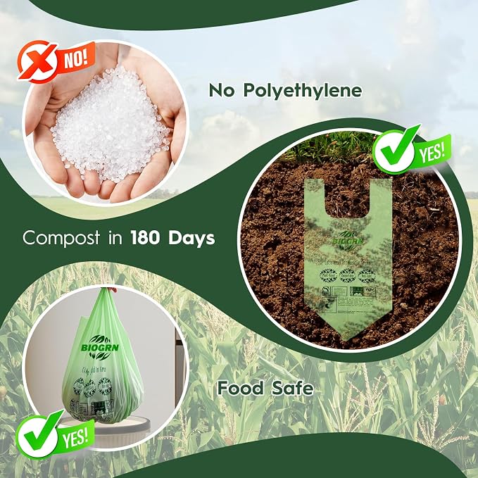 Compostable Trash Bags 1.2-1.6 Gallon Handle Tie 50 Count 0.6 Mil 6.06 Liter - Image 5