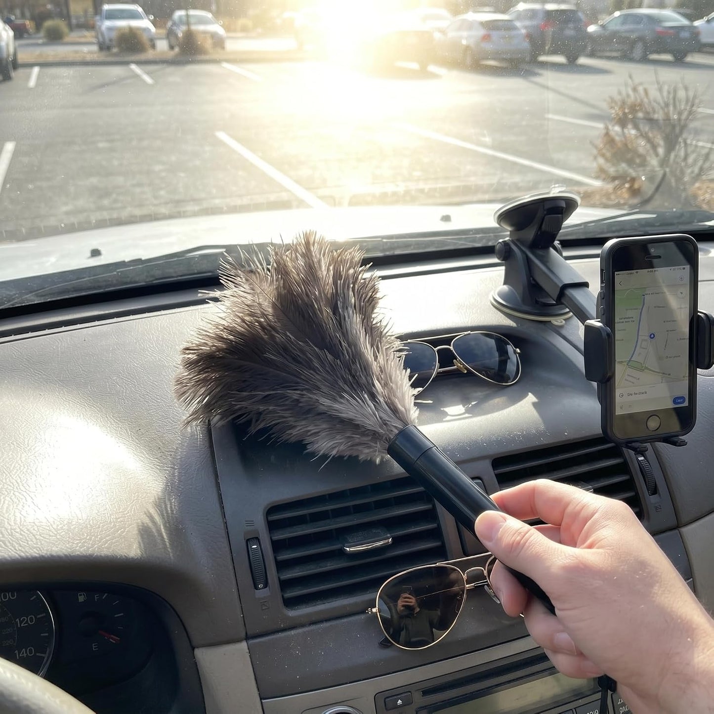 2 Pcs Ostrich Feather Duster Retractable Feather Dusters for Cleaning, Washable, Handheld Duster for Home, Car, Office, Desk, Blinds & Keyboard