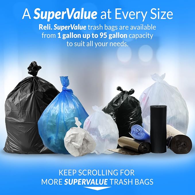 Reli. 6-10 Gallon Trash Bags | 1000 Bags | Clear | Bathroom | Strong | Garbage - Image 7
