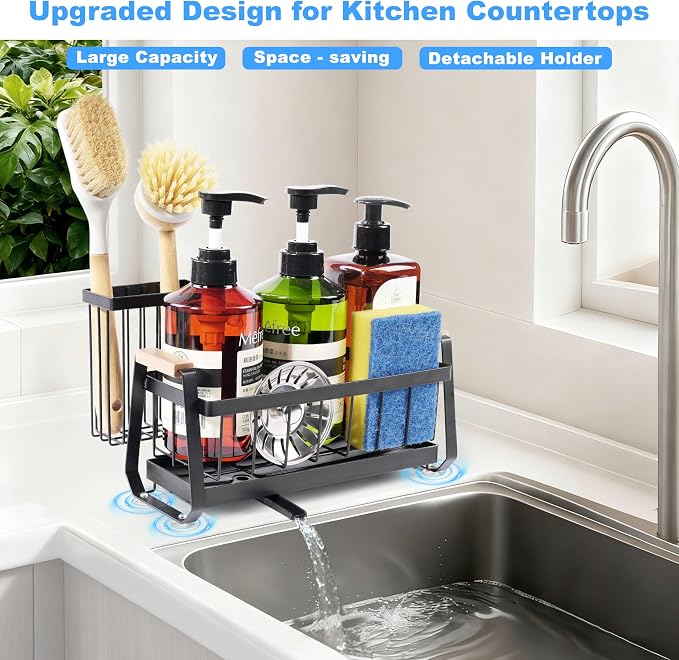 Suction Cup Sponge Holder for Kitchen Sink Caddy Organizer Rack for Dish Brush - Image 2