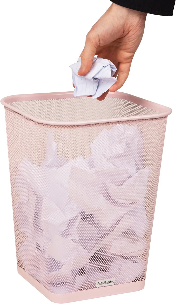 Mind Reader Mesh Trash Can, Square Wastebasket - Image 6