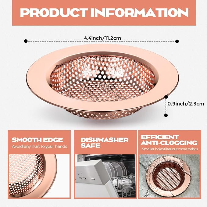 Retisee 2 Pcs Sink Strainer Stainless Steel Kitchen Sink Drain Strainer Basket - Image 2