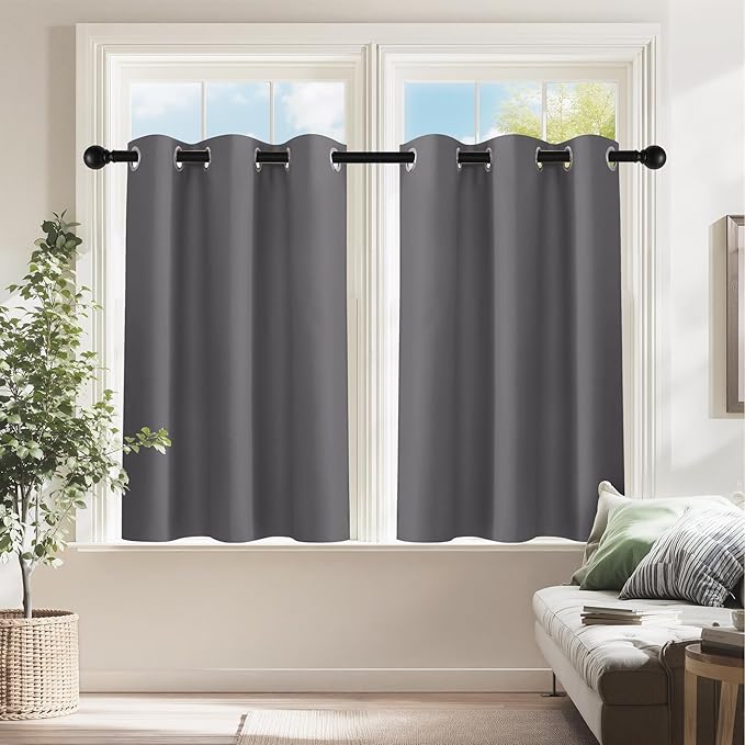 PONY DANCE Short Gray Blackout Curtains by PONYDANCE