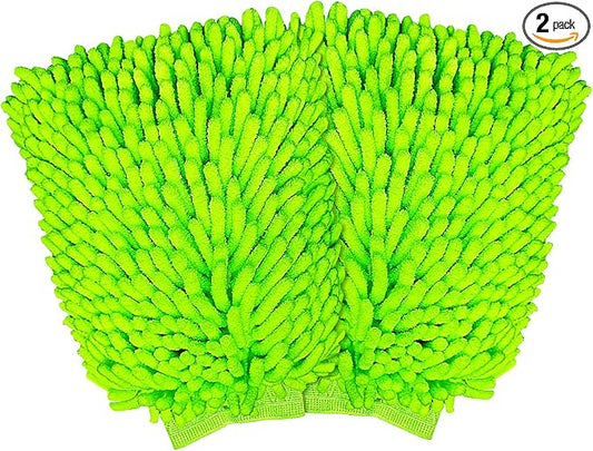 Car Wash Mitt, 2 Pack Premium Chenille Microfiber Wash Mitt, Scratch-Free & by INFICRIME