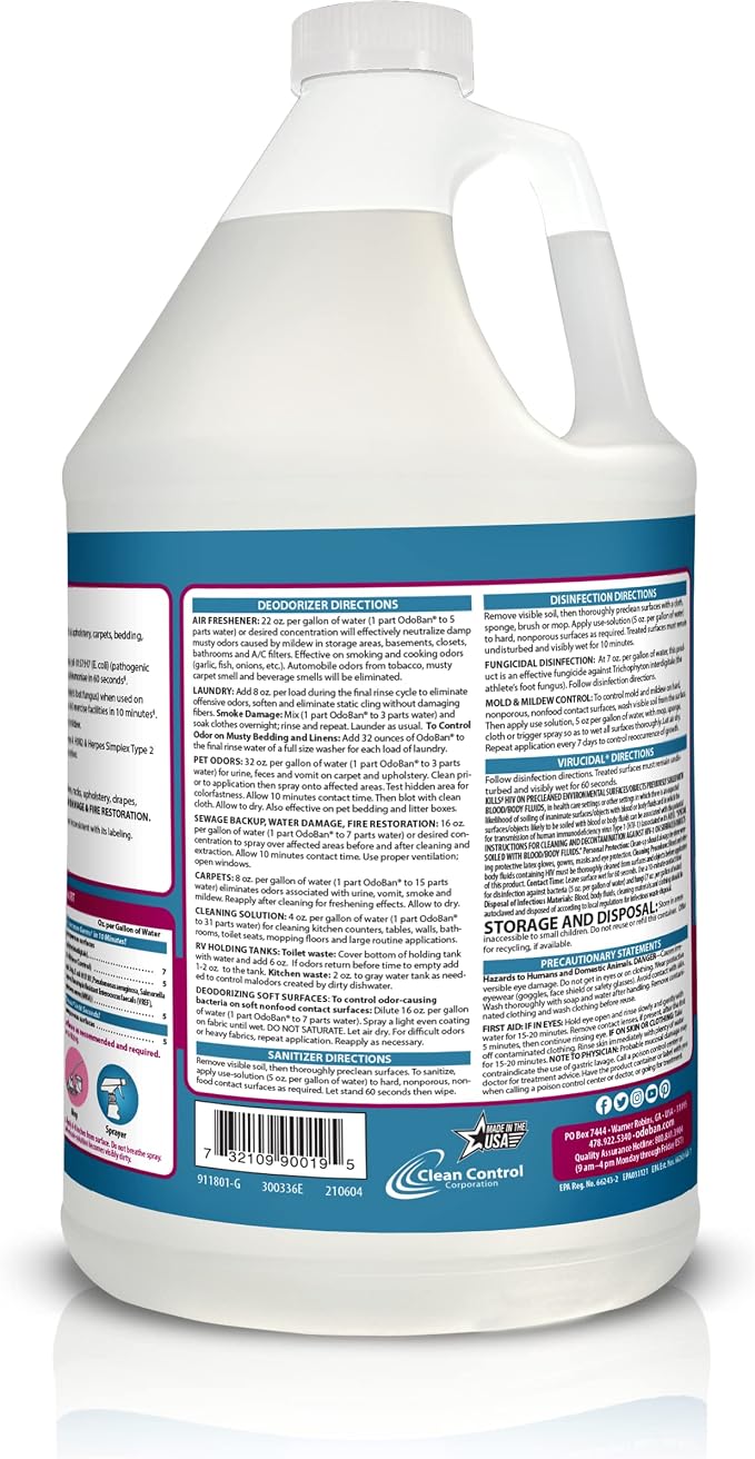 OdoBan Disinfectant Concentrate and Odor Eliminator, Made in the USA, Cotton - Image 2