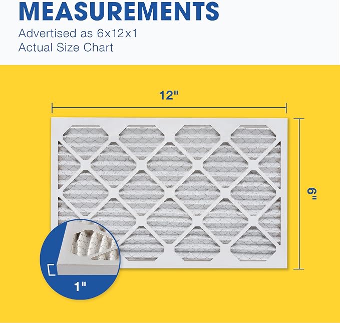 Aerostar 6x12x1 MERV 8 Pleated Air Filter, AC Furnace Air Filter, 6 Pack - Image 2