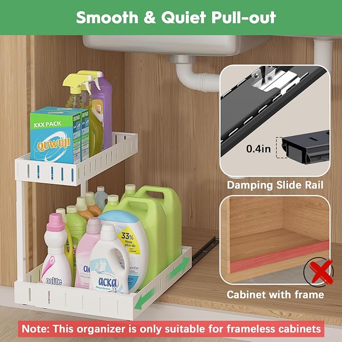 REALINN Under Sink Organizer, 2 Tier Expandable Under Cabinet Organizer - Image 4
