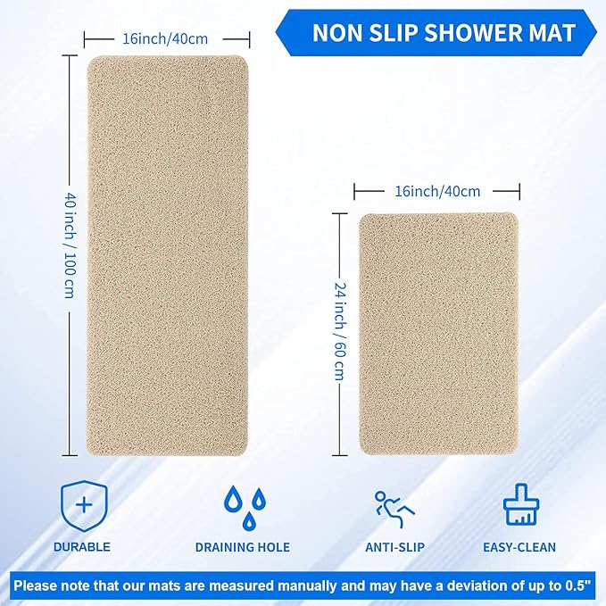 Non Slip Bathtub Mat, Foot Scrubber Anti Slip Fast Drying Shower Mat - Image 2