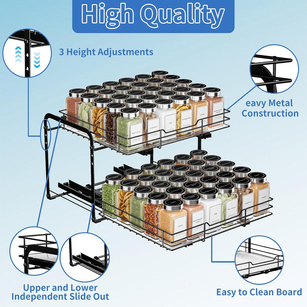 BOIVSHI 2-Tier Pull Out Spice Rack, Spice Rack Organizer, Pull Out Spice Rack...