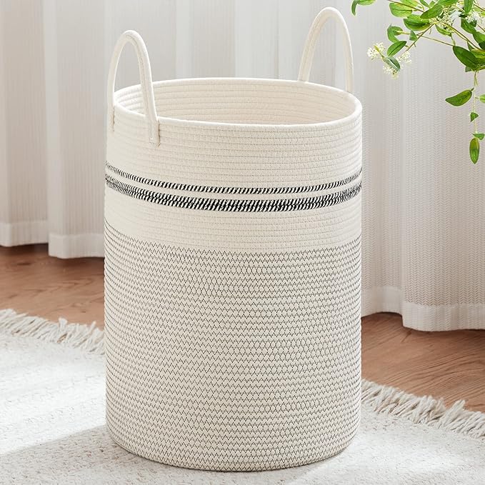 VIPOSCO Large Laundry Hamper, Tall Woven Rope Storage Basket by VIPOSCO