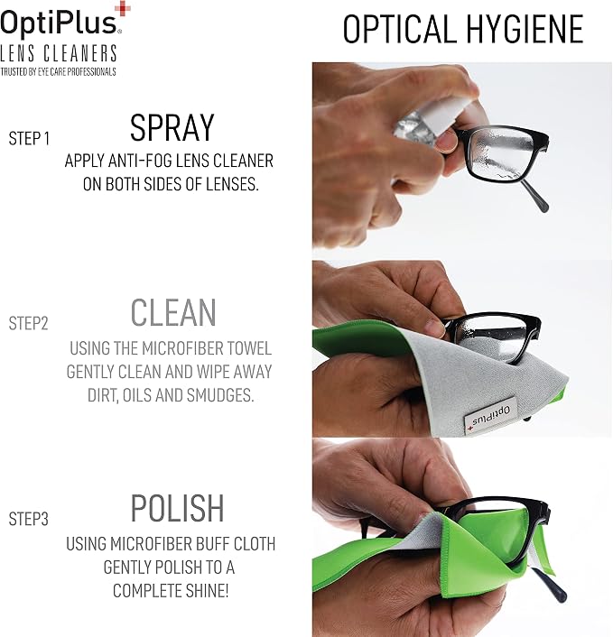 OptiPlus Anti-Fog Lens Cleaning Spray and Dual Microfiber Cloth | Streak-Free - Image 4