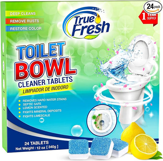 True Fresh Toilet Bowl Cleaner Tablets 24 Pack – Deodorizer & Septic Safe – by TrueFresh