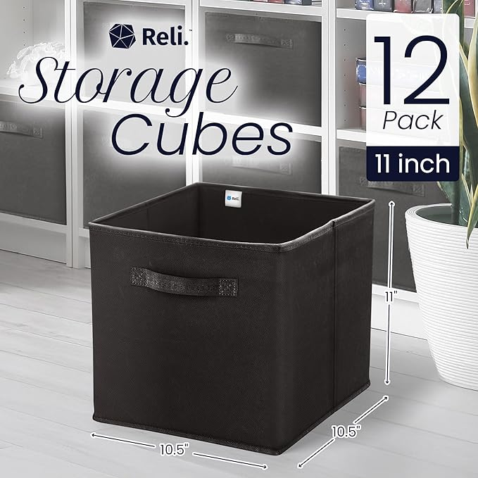 Reli. 11 Inch Cube Storage Bins | Cube Organizer Bins | 11x11 Fabric Storage - Image 2