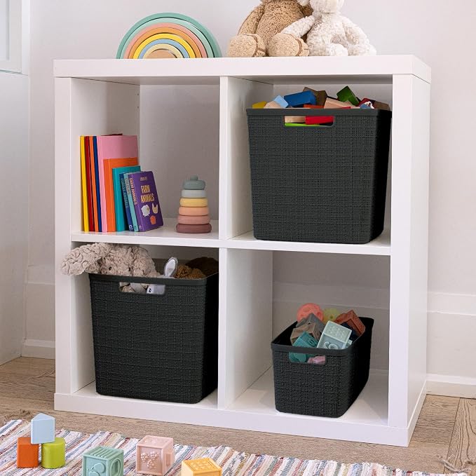 Curver Set of 4 Jute Large Cube Decorative Plastic Organization and Storage - Image 6