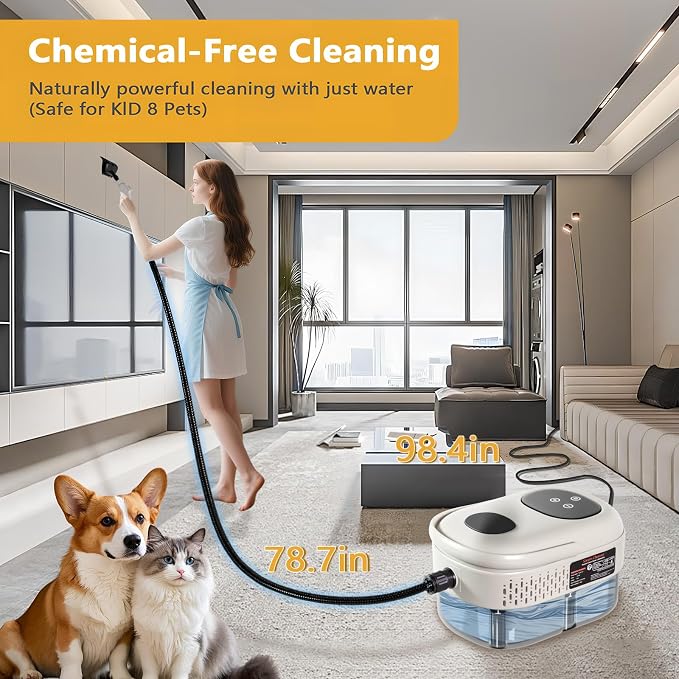 Handheld Steam Cleaner, 1000ml Water Tank, 15S Heat-up Time, Pressurized Steamer - Image 5