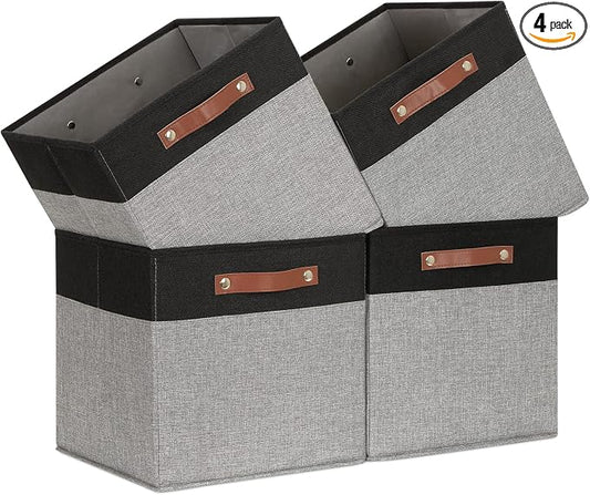 Temary 13 x 13 Storage Cubes Foldable Storage Cubes 4 Pack Canvas Storage Bin by TEMARY